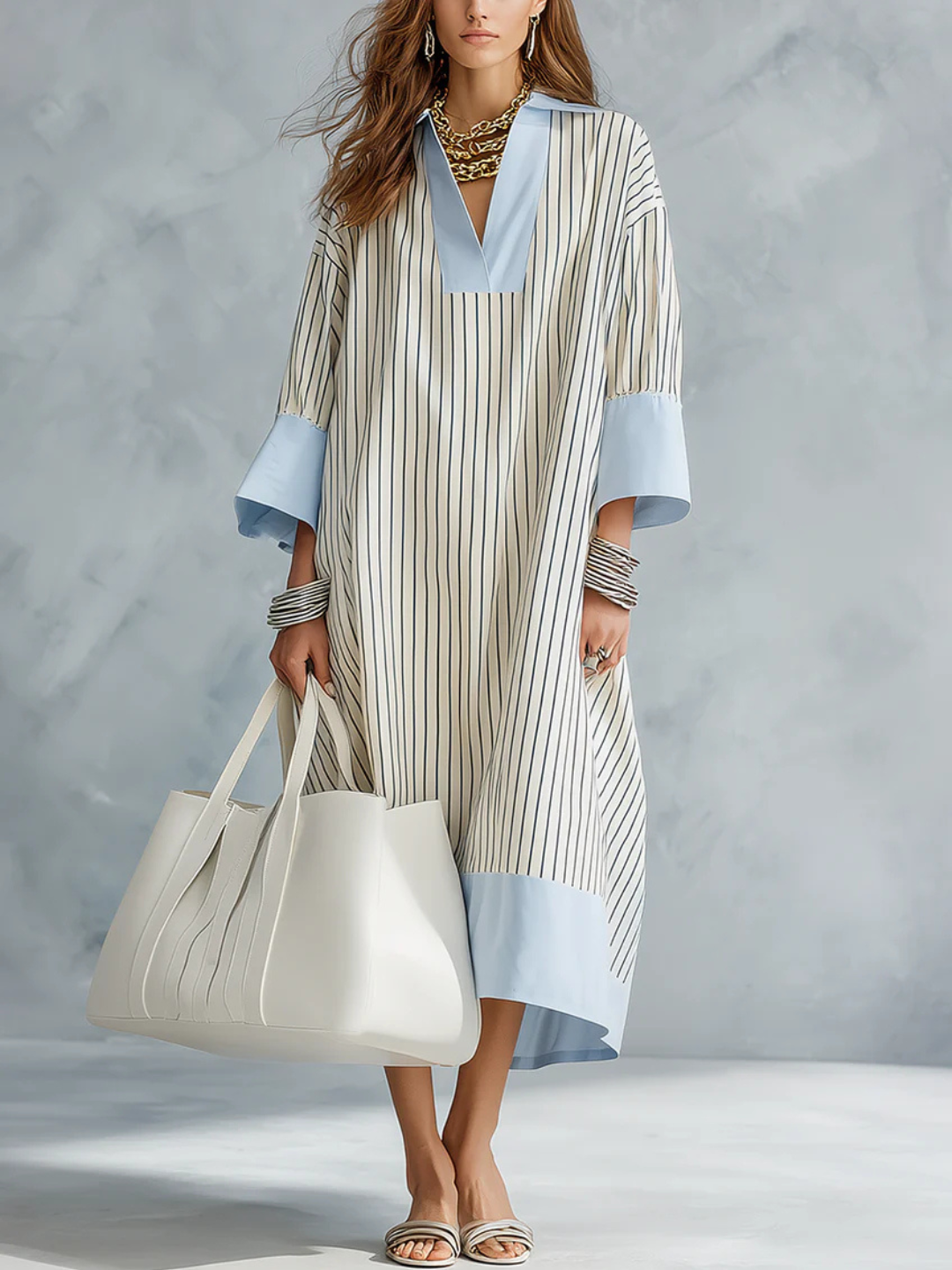Carina Effortless Striped Midi Dress