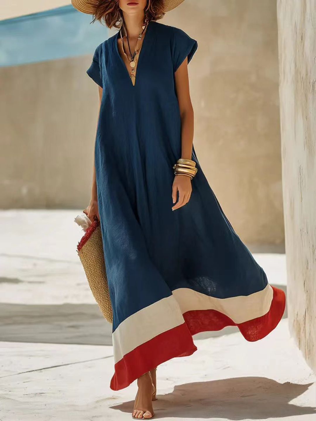 Noemi Burgundy Contrast Hem Kaftan Dress