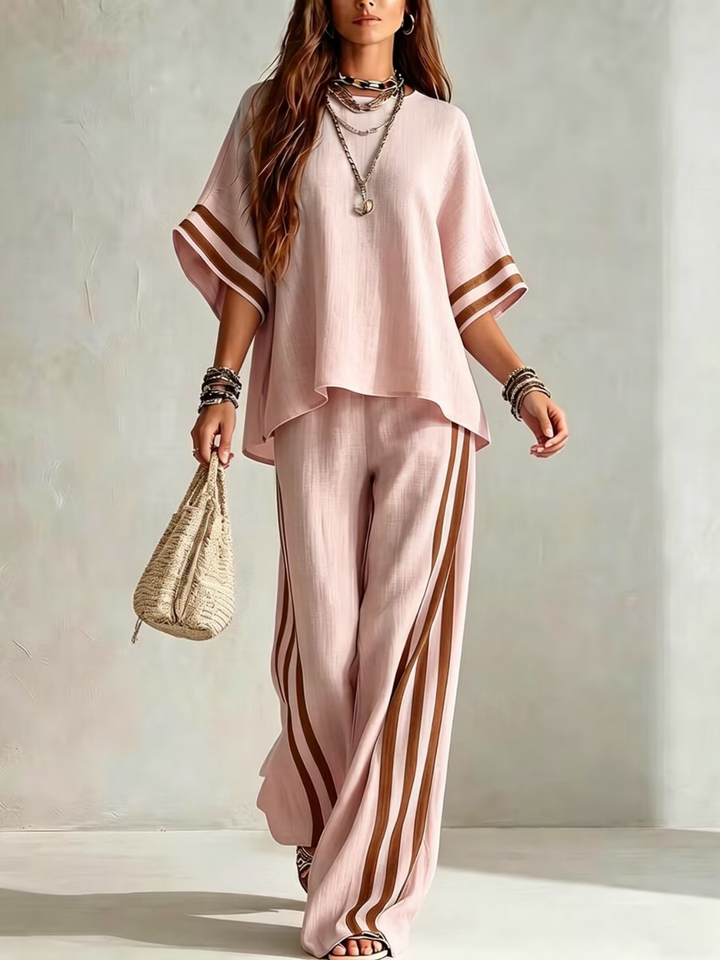 Sofia Sky Blue Stripe Relaxed Pants Set