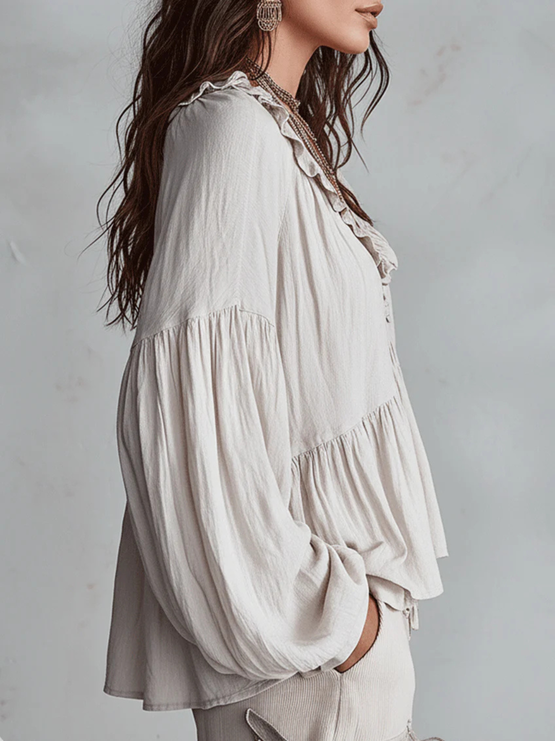 Yara White Ruffle Resort Blouse
