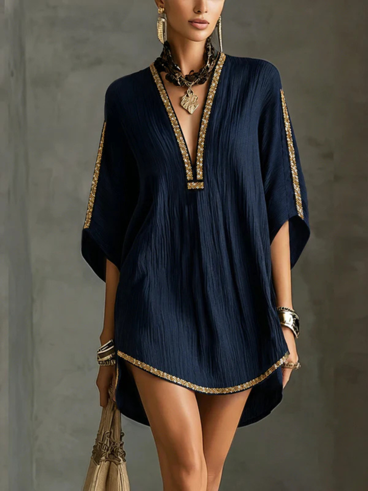 Estella Black Relaxed Tunic Cover-Up Dress