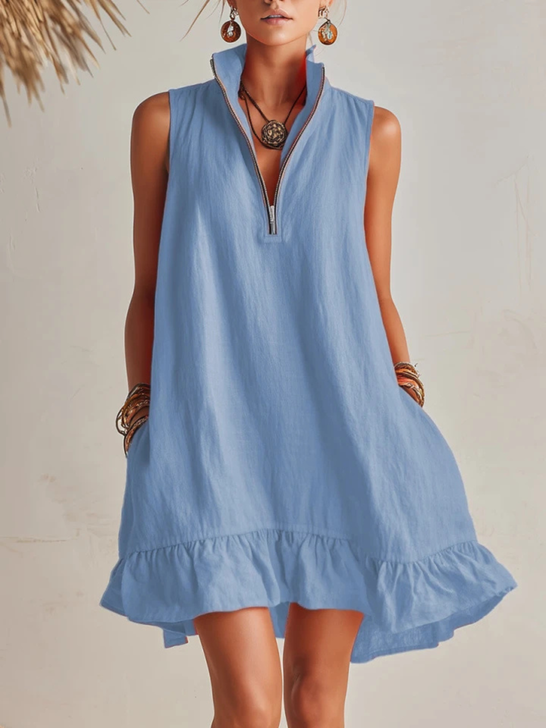 Leona Sunshine Yellow Sleeveless Ruffle Mini Dress