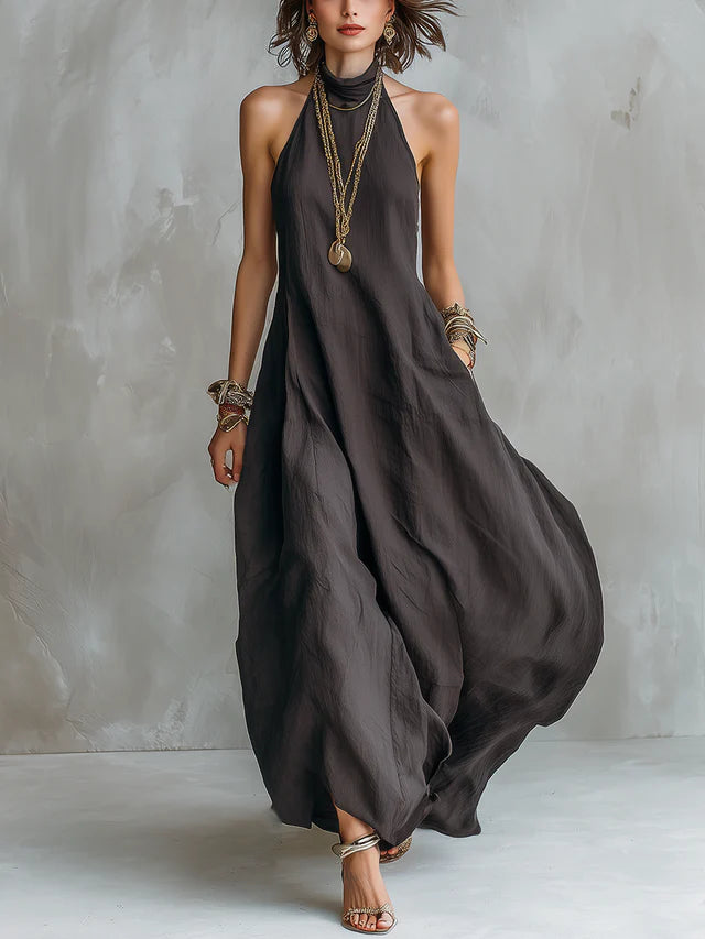 Margo Charcoal Halter Maxi Dress