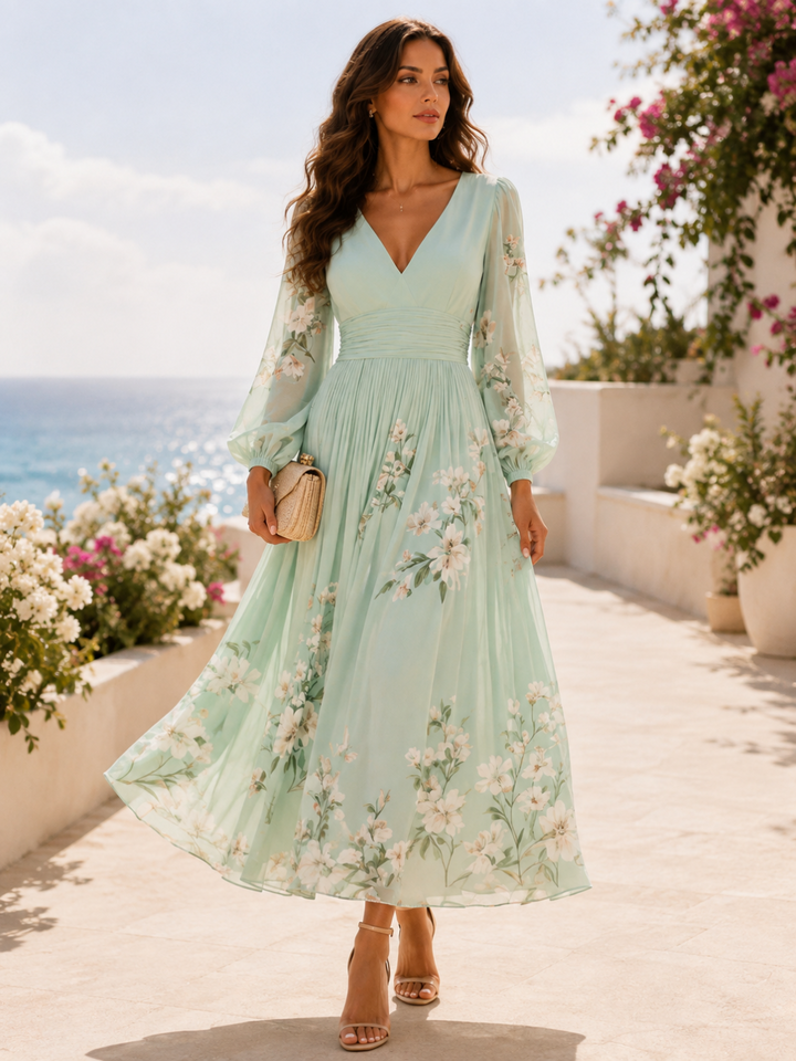 Mila Mint Floral Wrap Midi Dress