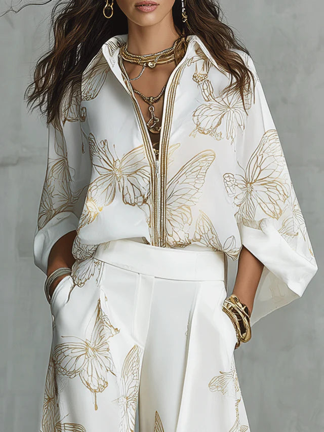 Serena Ivory Embroidered Kaftan Set