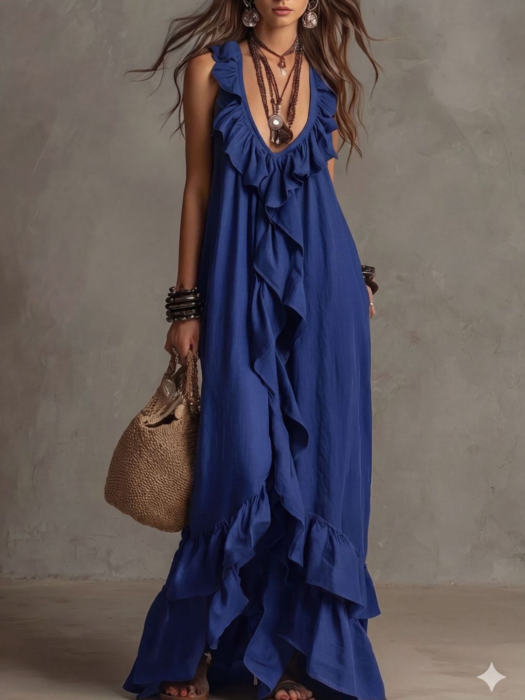 Alessia White Ruffle Maxi Dress
