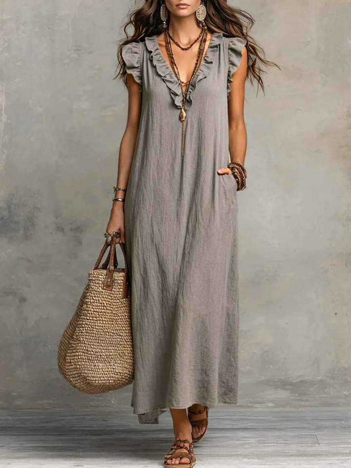 Isla Grey Sleeveless Midi Dress
