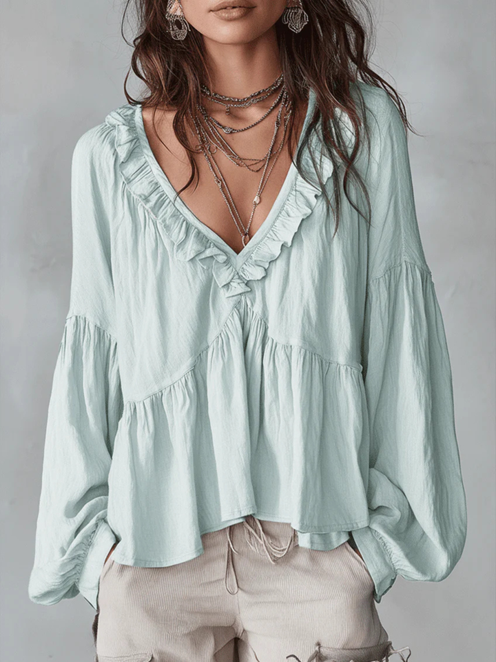 Yara White Ruffle Resort Blouse
