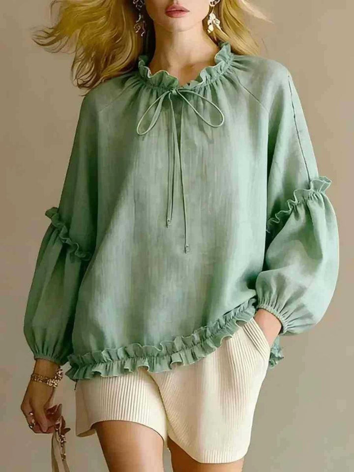 Isla White Ruffle Hem Resort Blouse