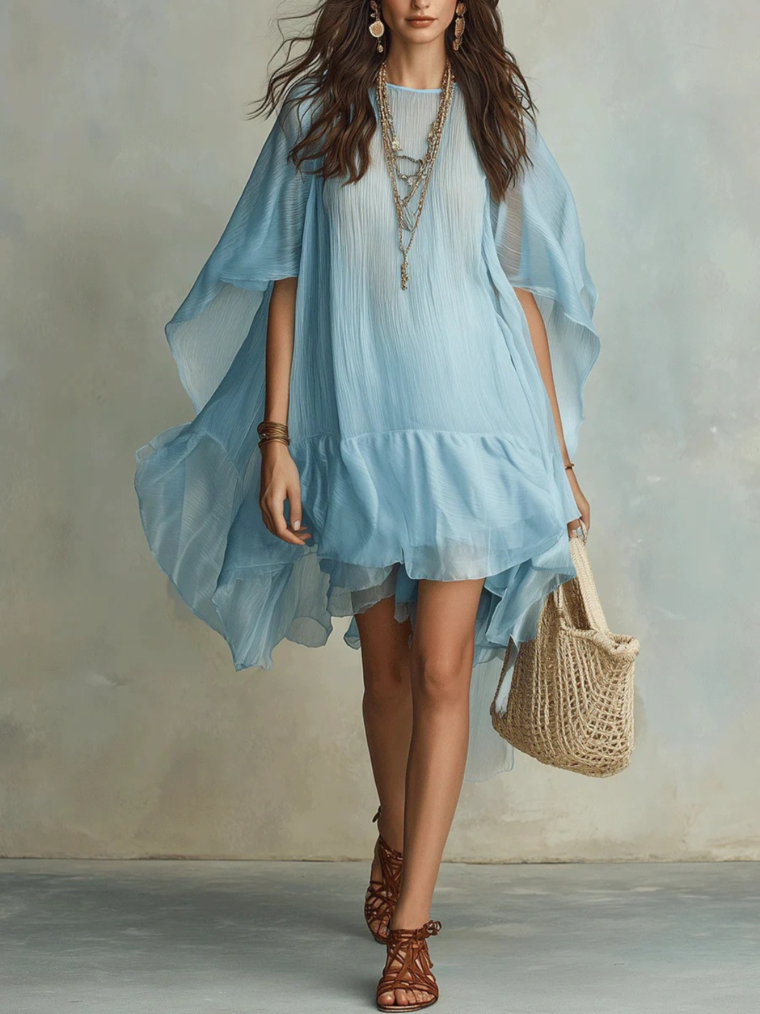 Camilla Light Blue Sheer Cover-Up Dress