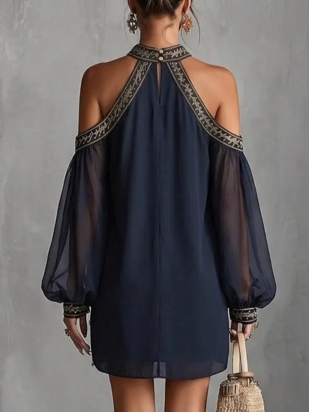 Leona Black Ombre Off-Shoulder Mini Dress