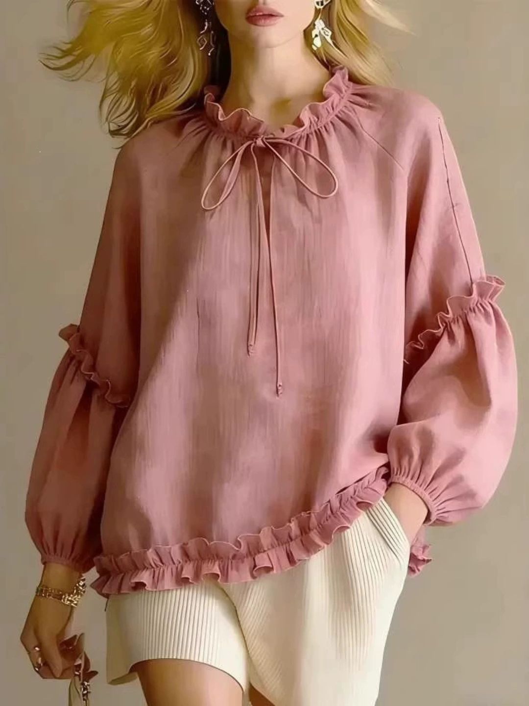 Isla White Ruffle Hem Resort Blouse