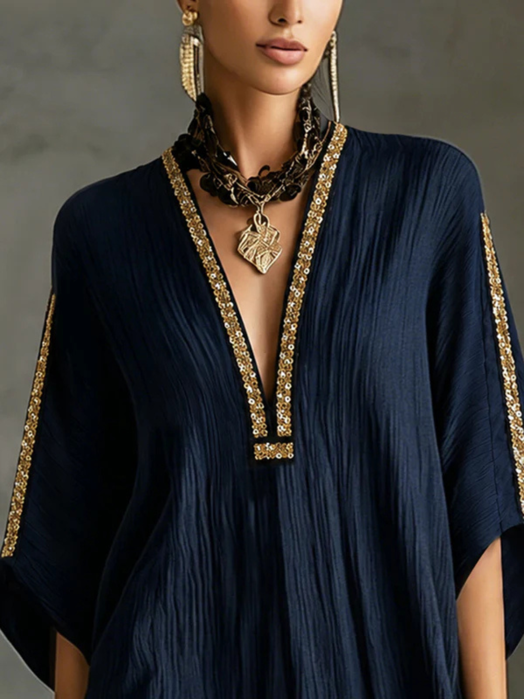 Estella Black Relaxed Tunic Cover-Up Dress