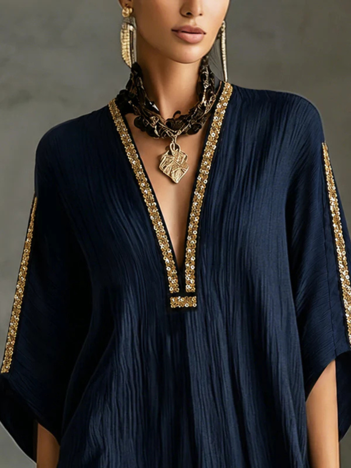 Estella Black Relaxed Tunic Cover-Up Dress