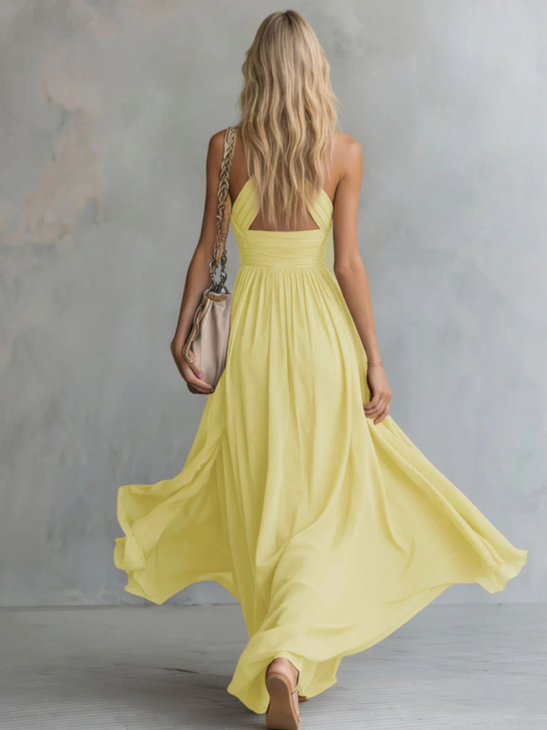 Nerina White Halter Maxi Dress