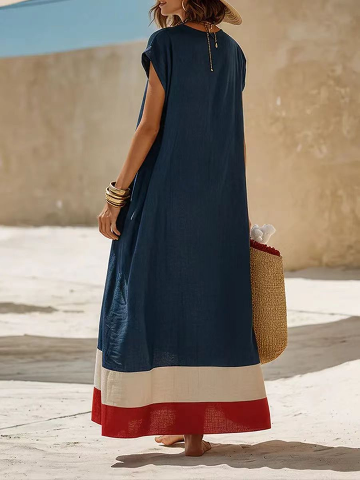 Noemi Burgundy Contrast Hem Kaftan Dress