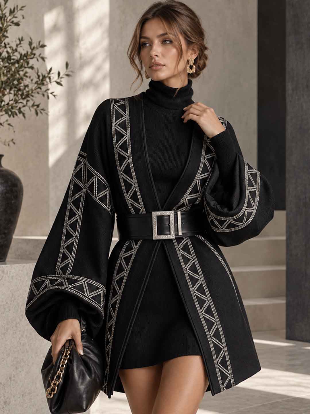 Flavia Embroidered Cape Mini Dress