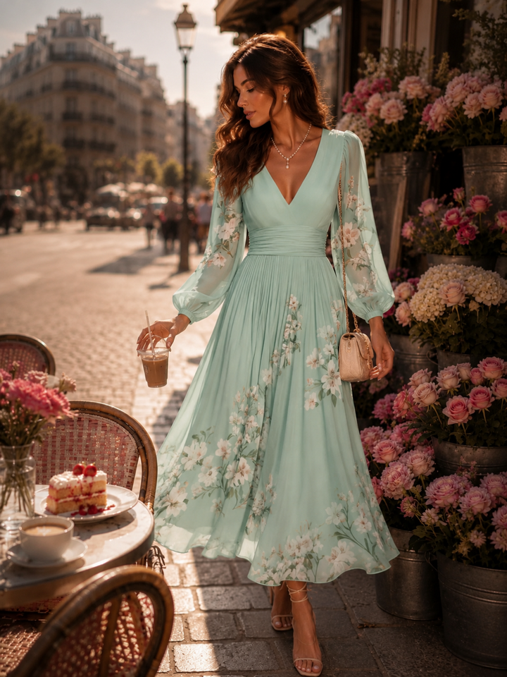 Mila Mint Floral Wrap Midi Dress