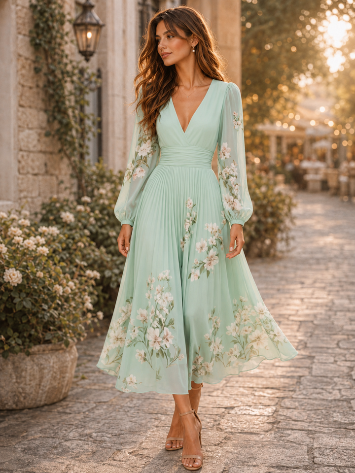 Mila Mint Floral Wrap Midi Dress