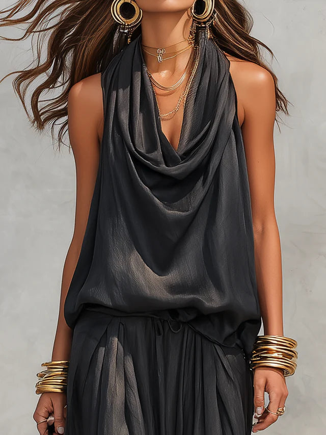 Amalfi Black Halter Pants Set