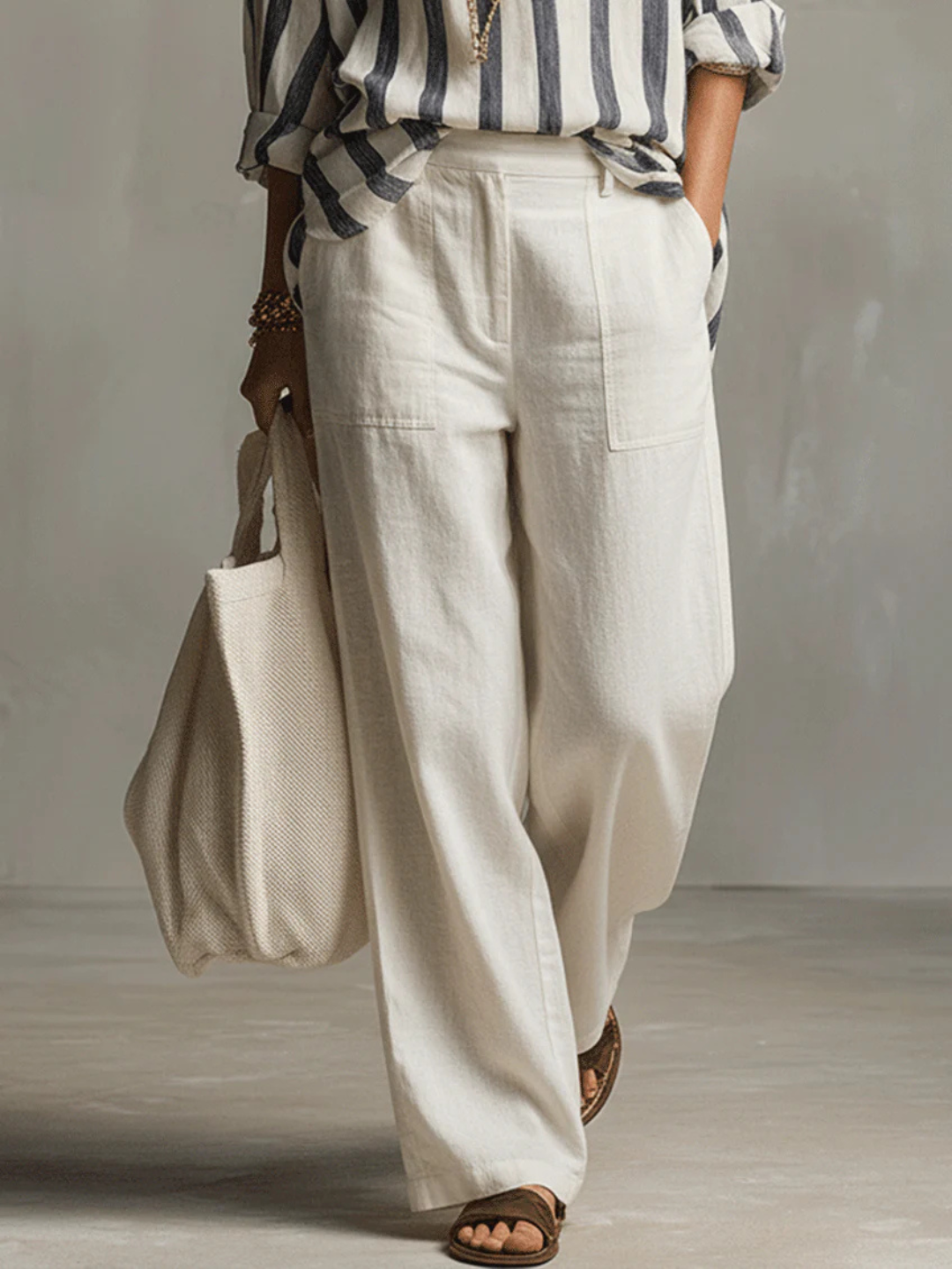 Luna Ivory Wide-Leg Pants