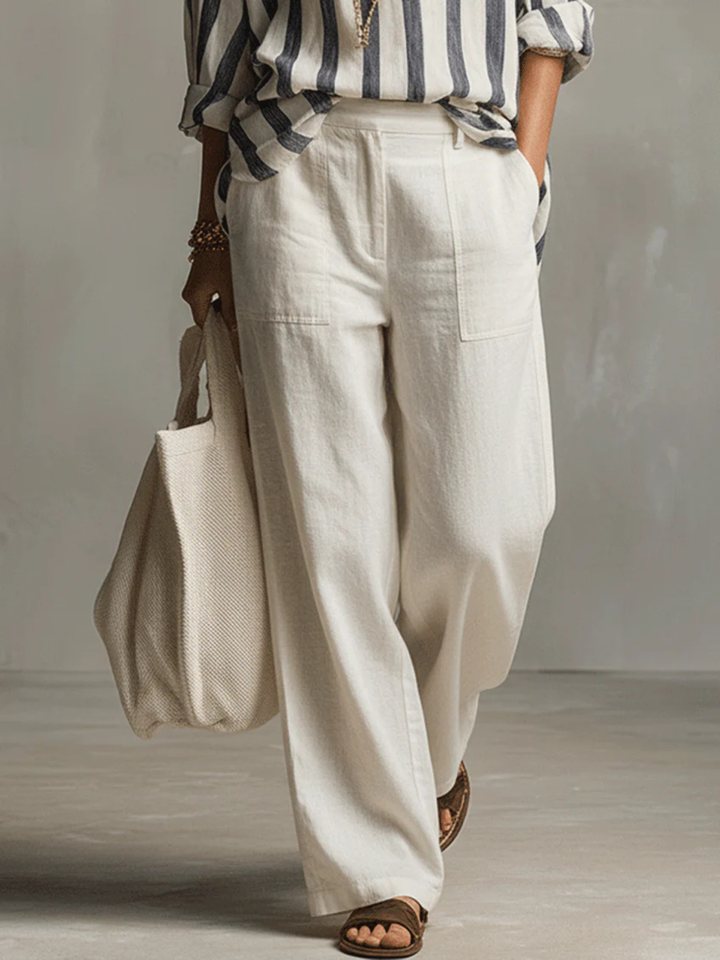 Luna Ivory Wide-Leg Pants