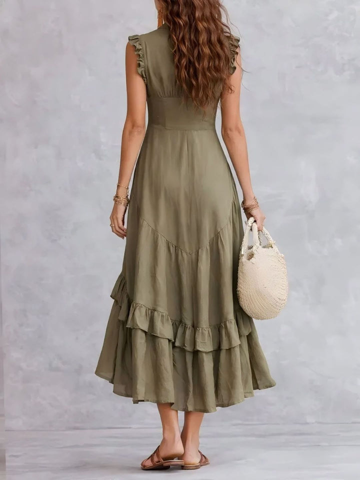 Mira White Button-Front Maxi Dress
