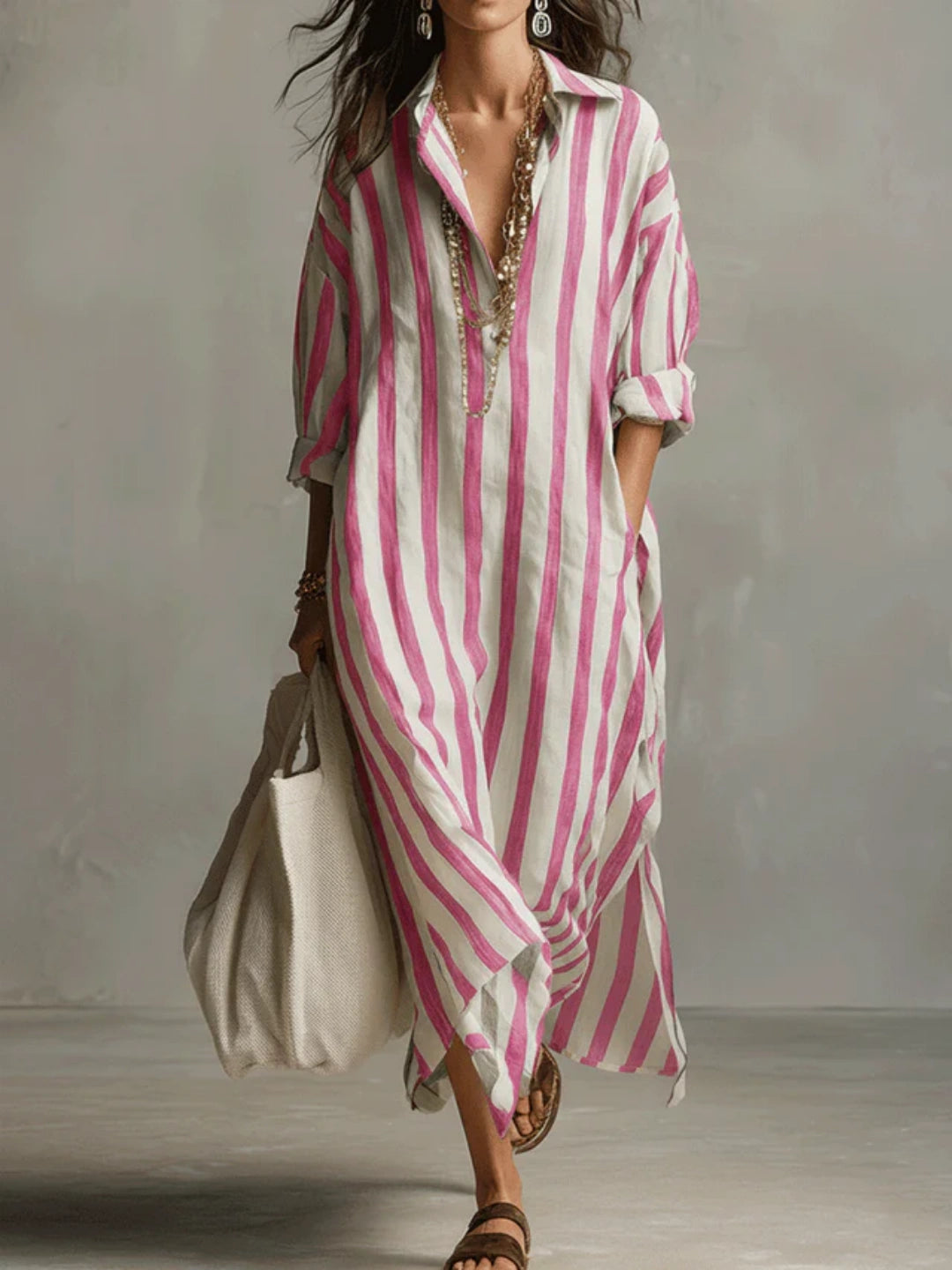 Rhea Multi Stripe Relaxed Shirt Dress