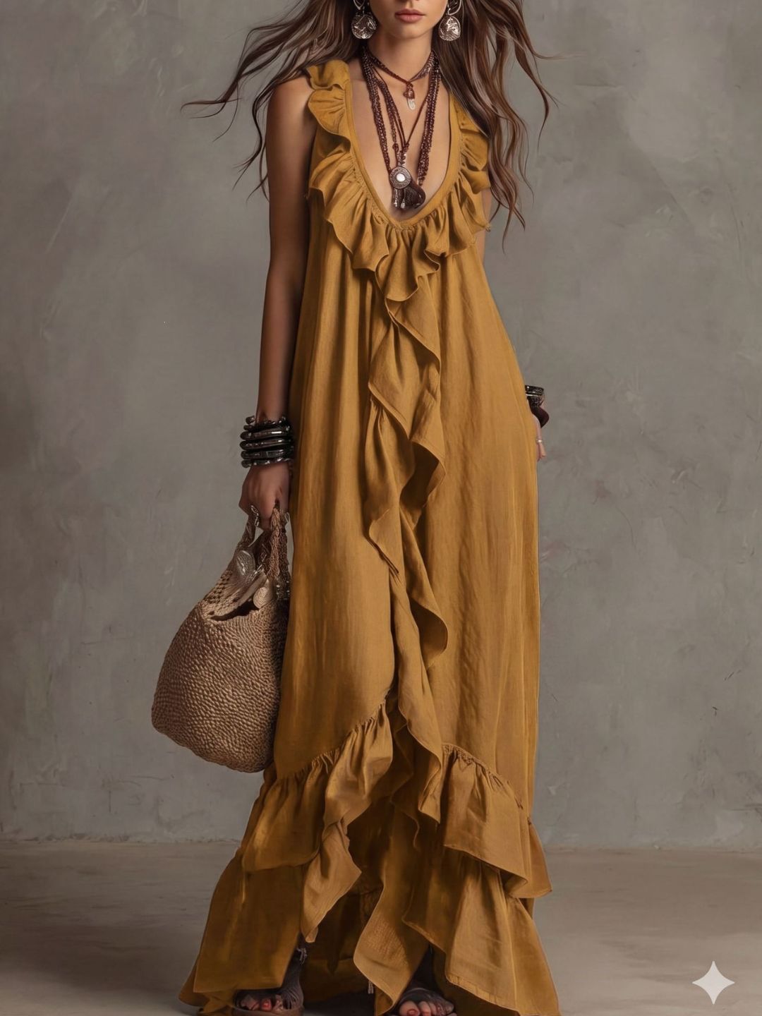 Alessia White Ruffle Maxi Dress
