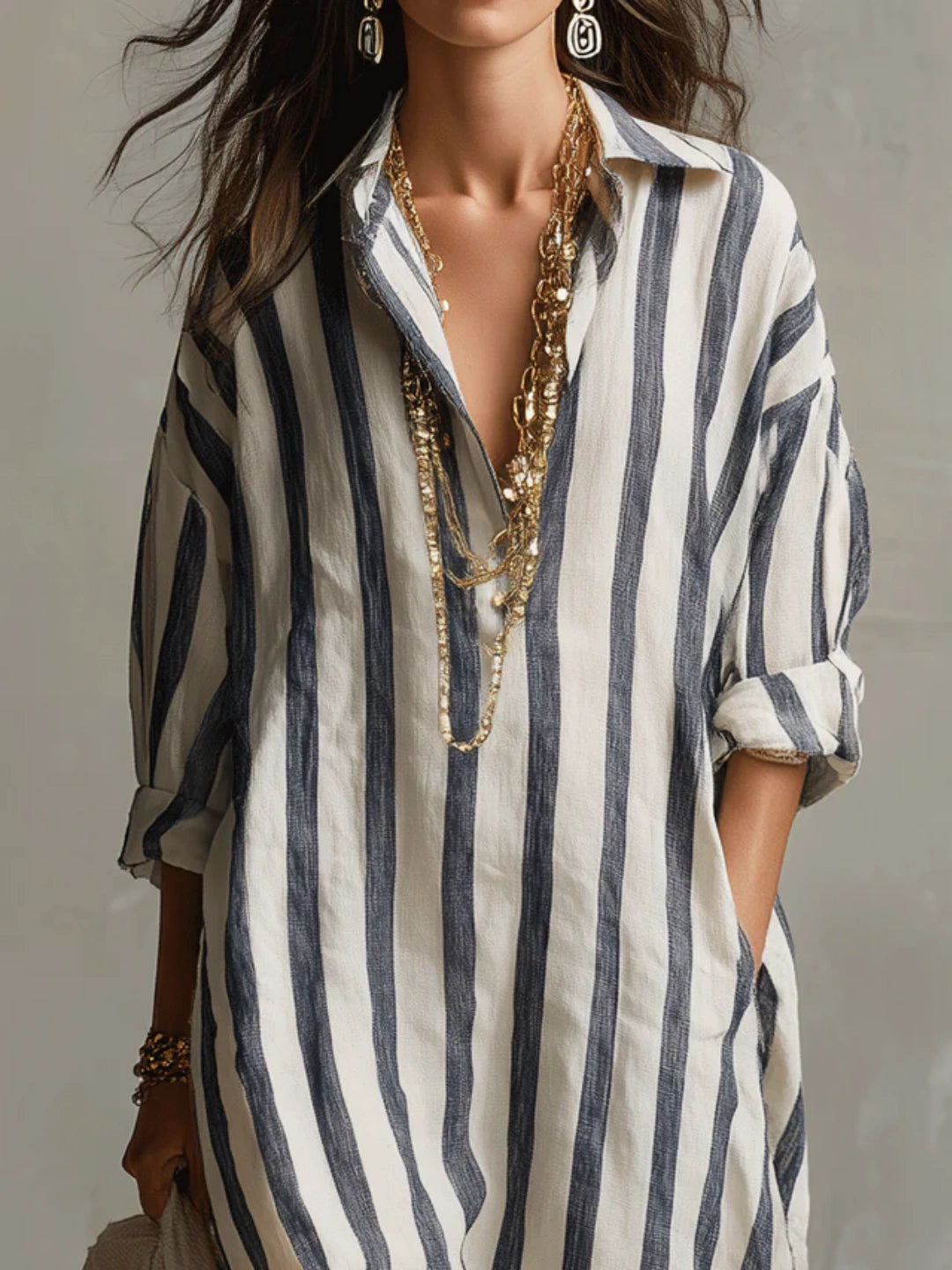 Rhea Multi Stripe Relaxed Shirt Dress
