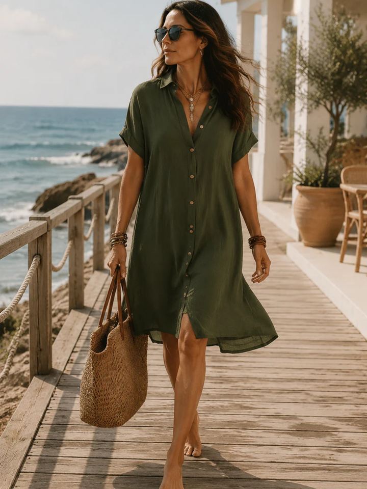 Freya White Button-Front Mini Dress