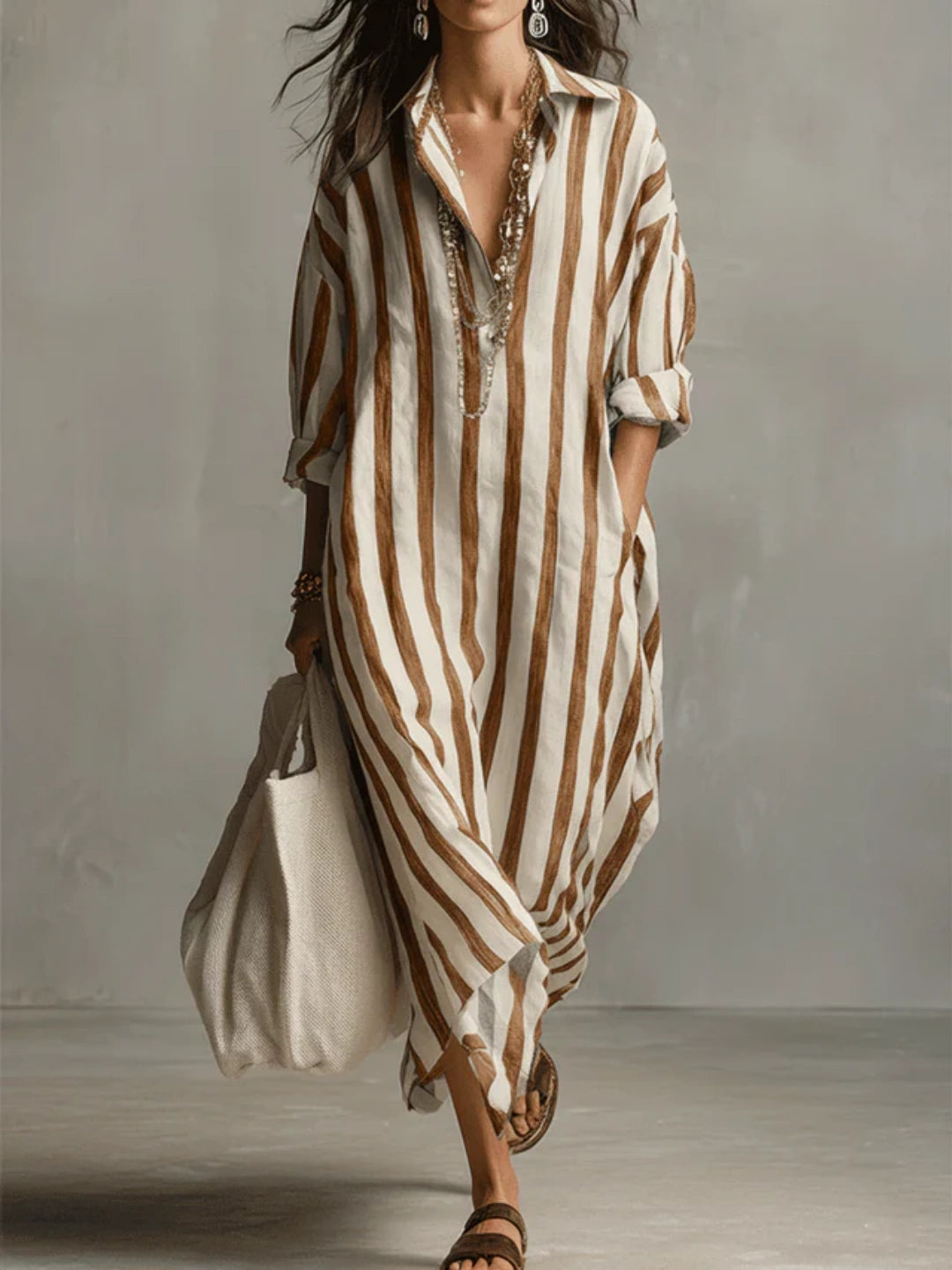 Rhea Multi Stripe Relaxed Shirt Dress