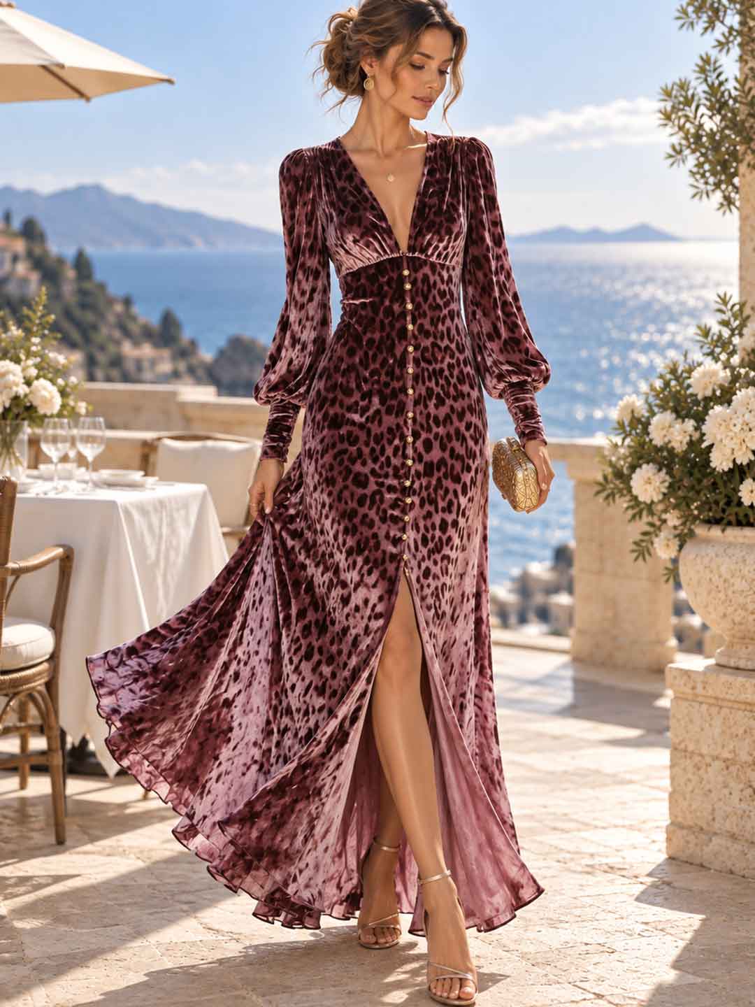 Leona Leopard-Print Maxi Dress