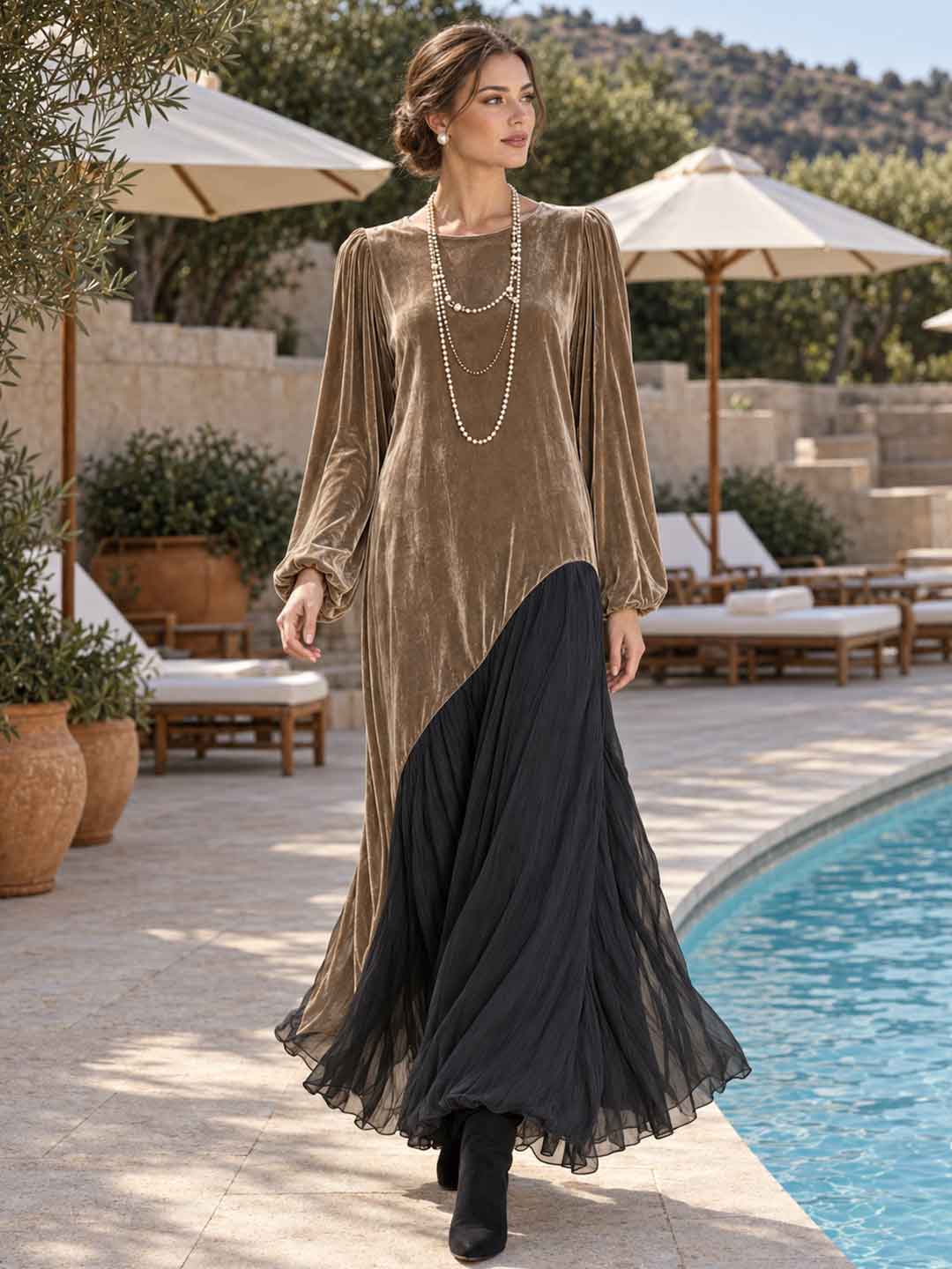 Nerina Embellished Drape Maxi Dress - Blue