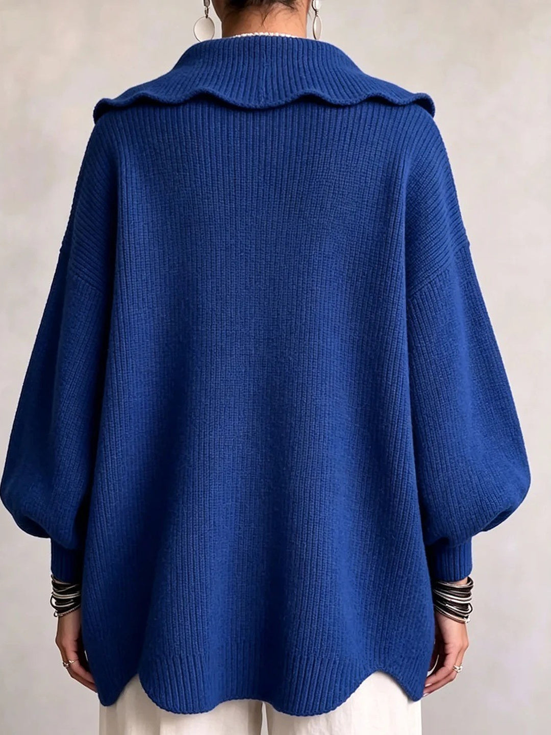 Delfina Scallop-Collar Statement Cardigan