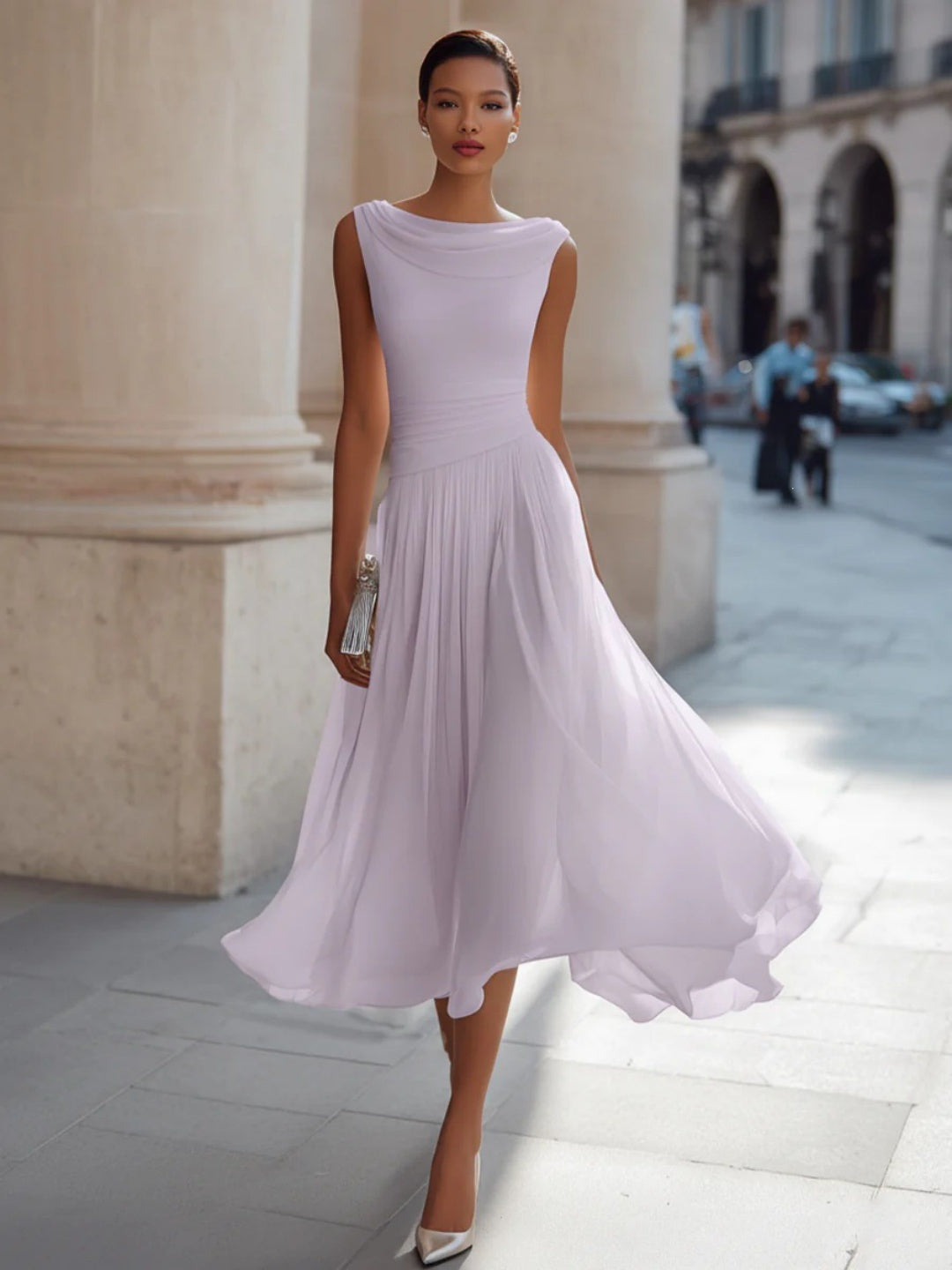 Aurelia Blush Sleeveless Midi Dress