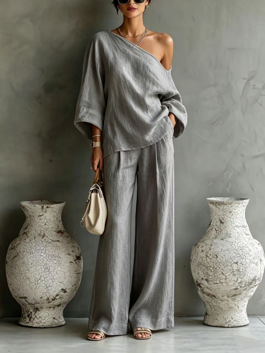 Lucia One-Shoulder Wide-Leg Set