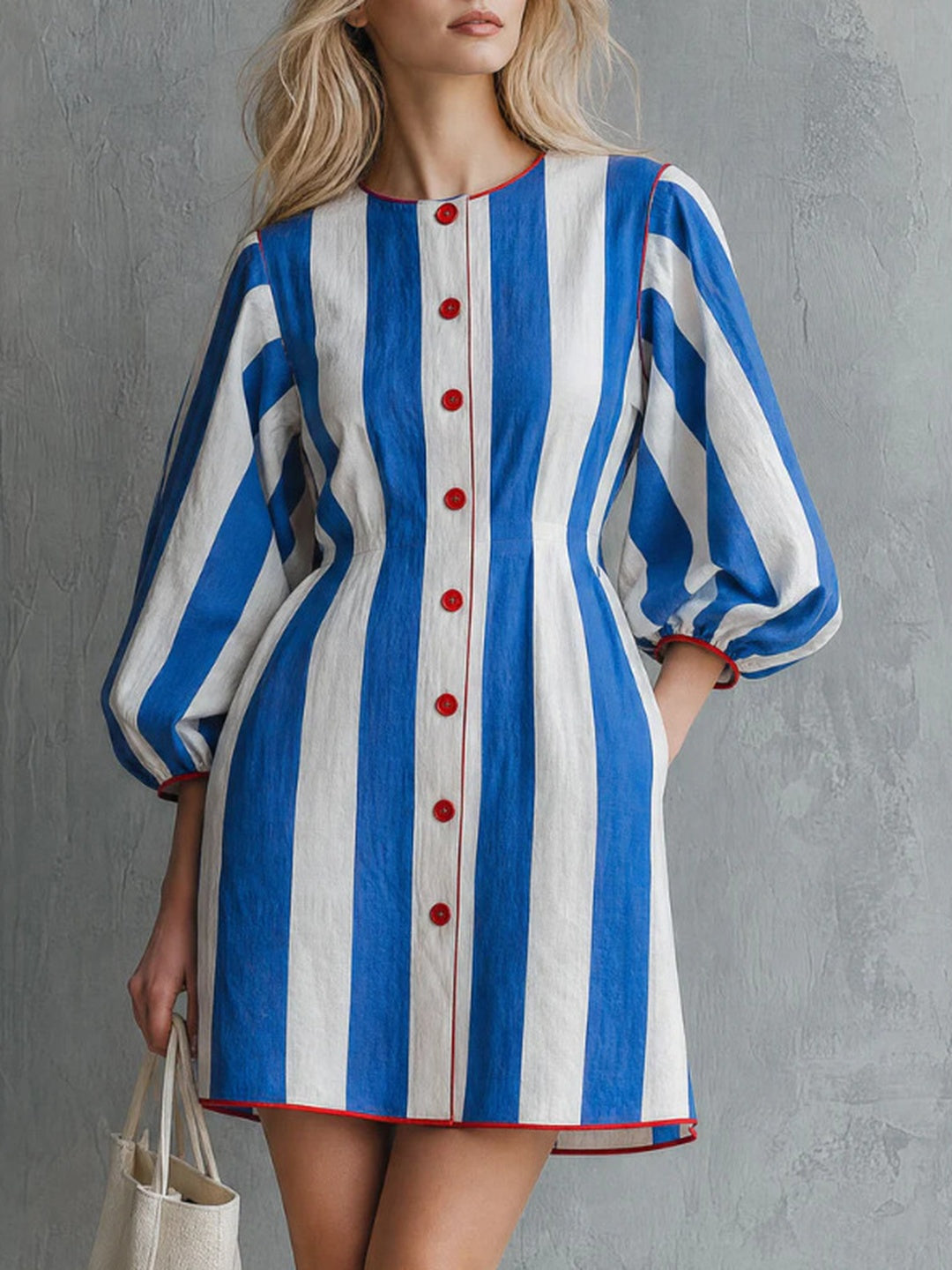 Portofino Striped Button-Front Mini Dress