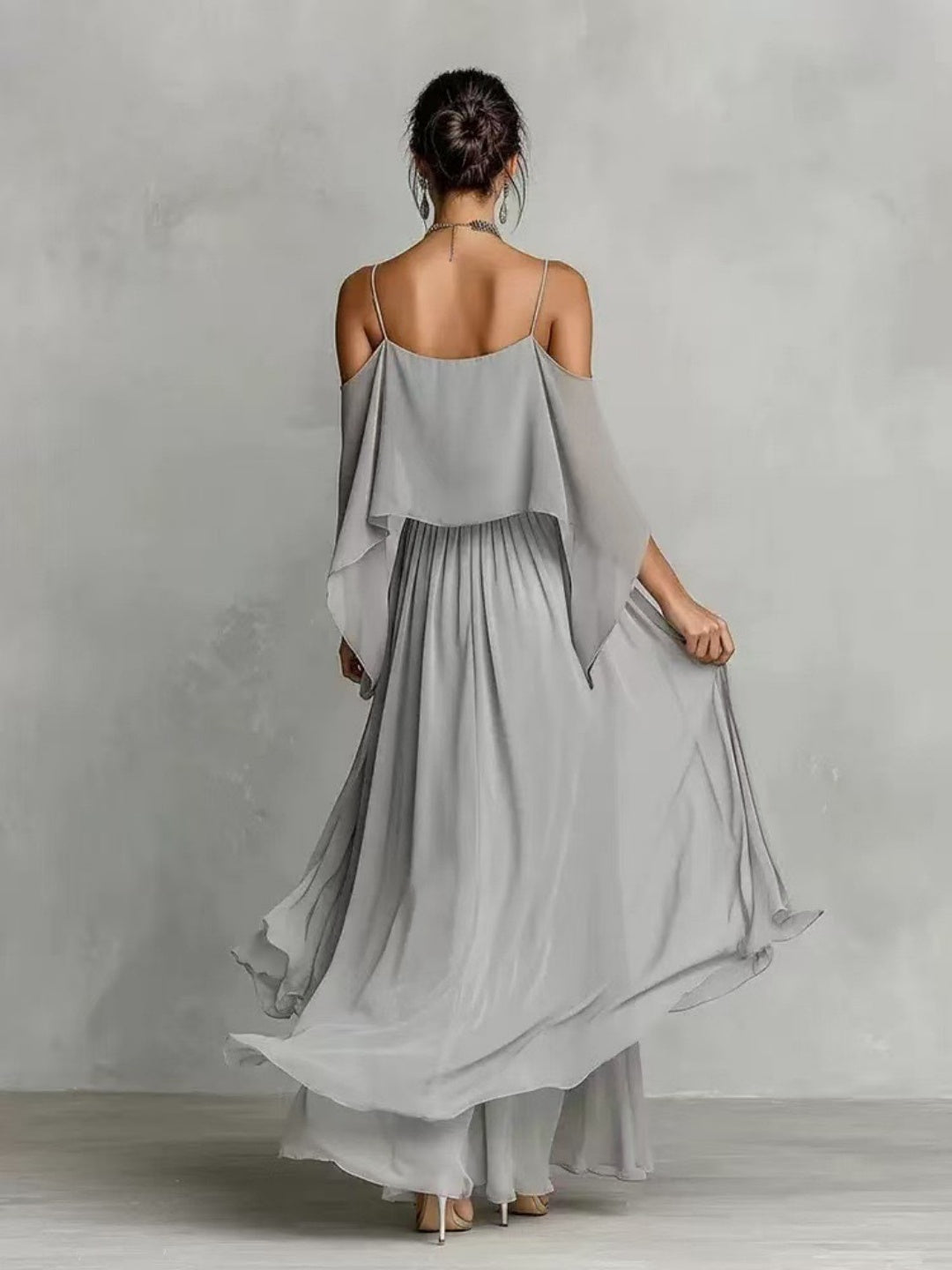 Luna Slate Off-Shoulder Draped Maxi Dress - White