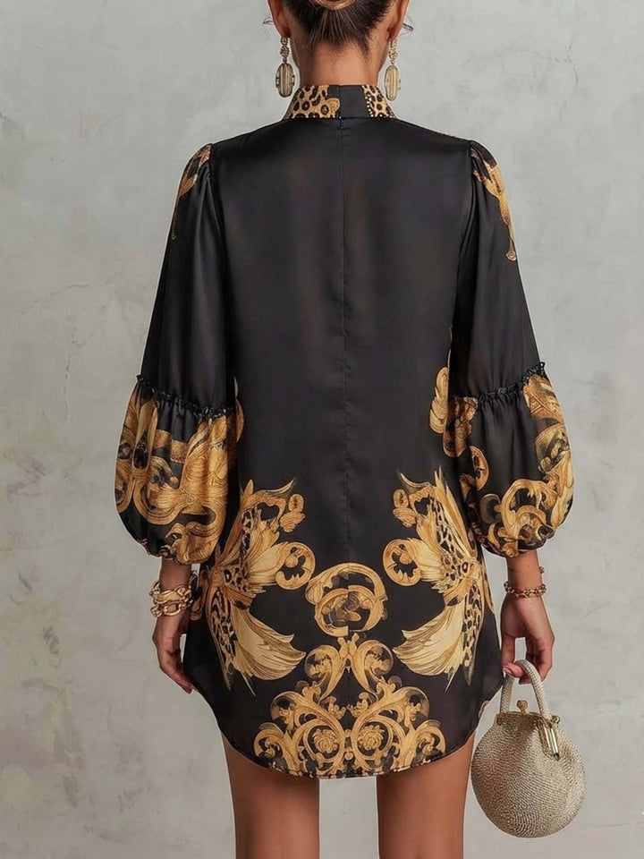 Paloma Black Gold Baroque Caftan Mini Dress