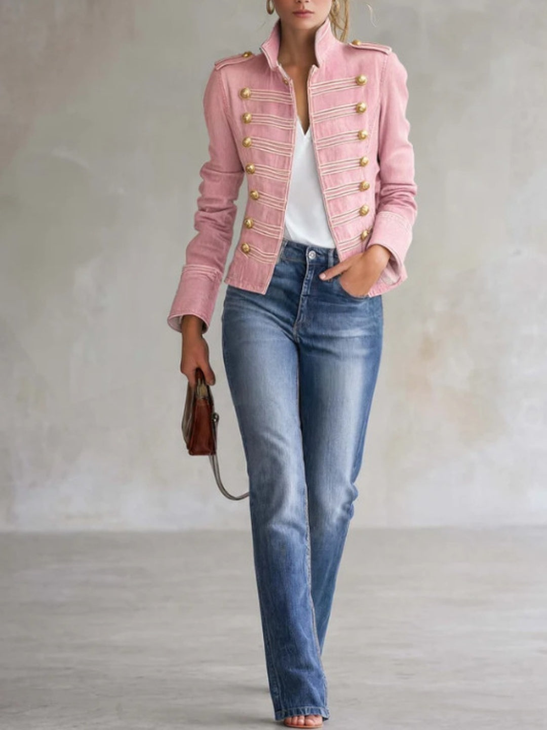 Gemma Gold-Button Knit Jacket