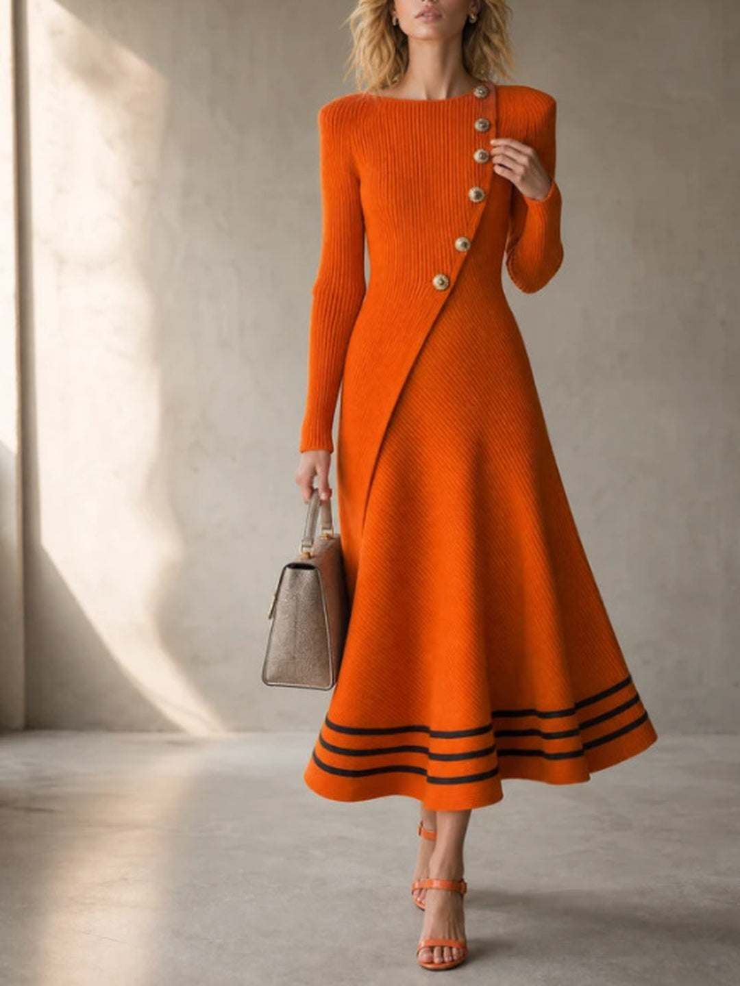 Aurelia Button-Detail Flared Maxi Dress