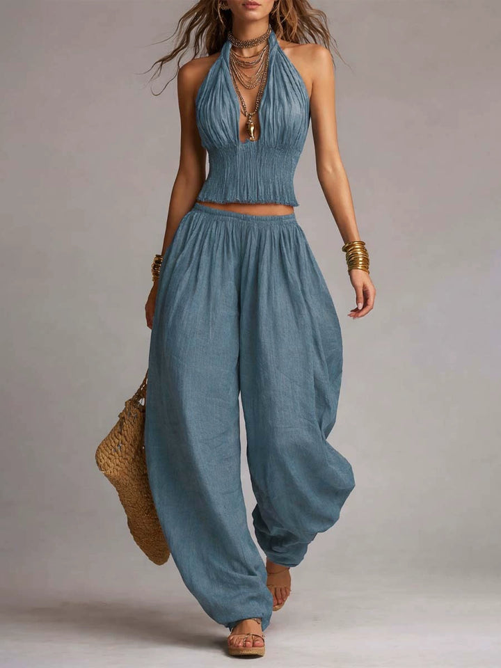 Nerina Ivory Halter Pants Set