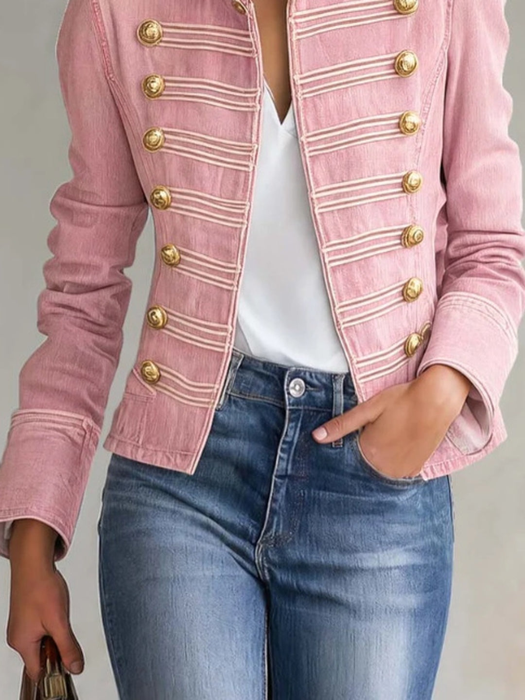 Gemma Gold-Button Knit Jacket