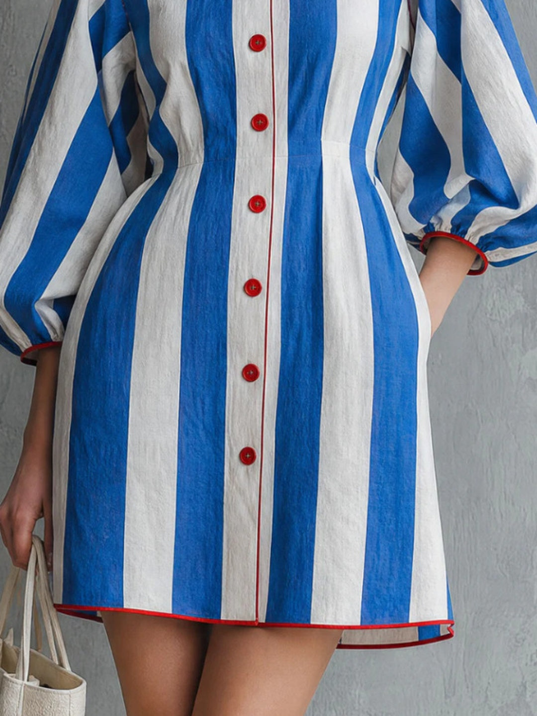 Portofino Striped Button-Front Mini Dress