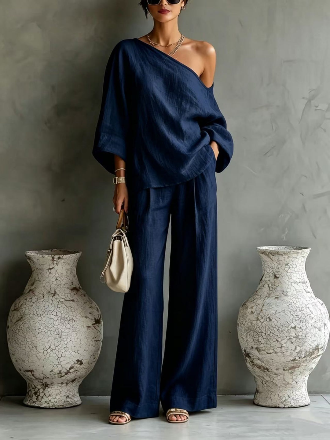 Lucia One-Shoulder Wide-Leg Set