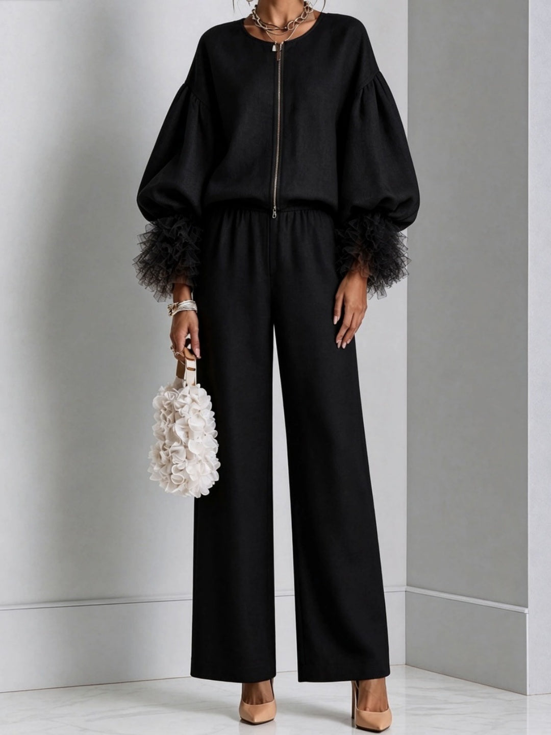 Rosalia Knit Top & Wide-Leg Trouser Set