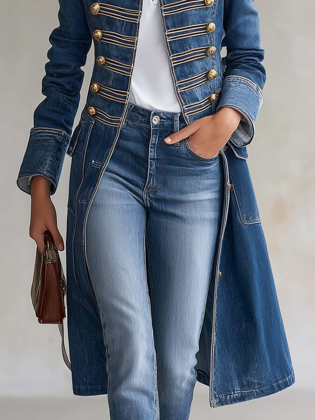 Valentina Military Longline Denim Coat