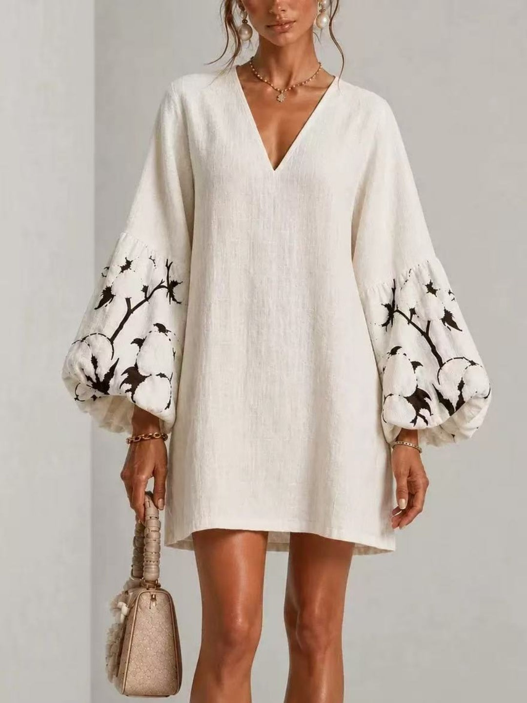 Amalfi Printed-Sleeve Mini Dress