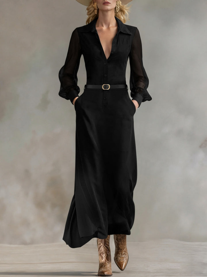 Alba Black Sheer-Sleeve Resort Set